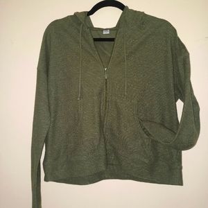 Lightweight Textures Full-zip Hoodie with pockets Green Olive "Alpine Tundra"